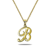 Yellow Gold Flashed Sterling Silver B Letter Initial Alphabet Name Personalized 925 Silver Pendant Necklace