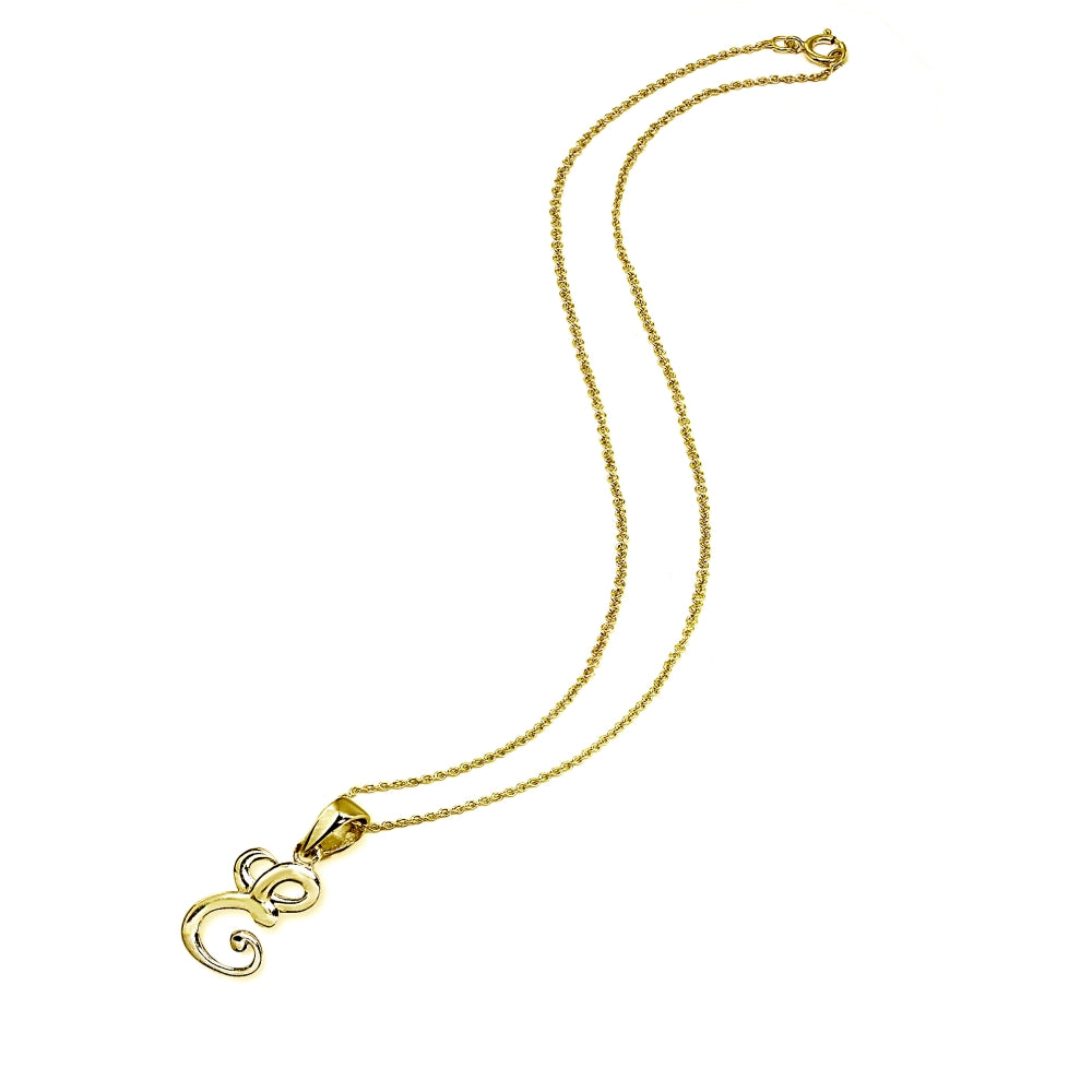 Yellow Gold Flashed Sterling Silver E Letter Initial Alphabet Name Personalized 925 Silver Pendant Necklace-2