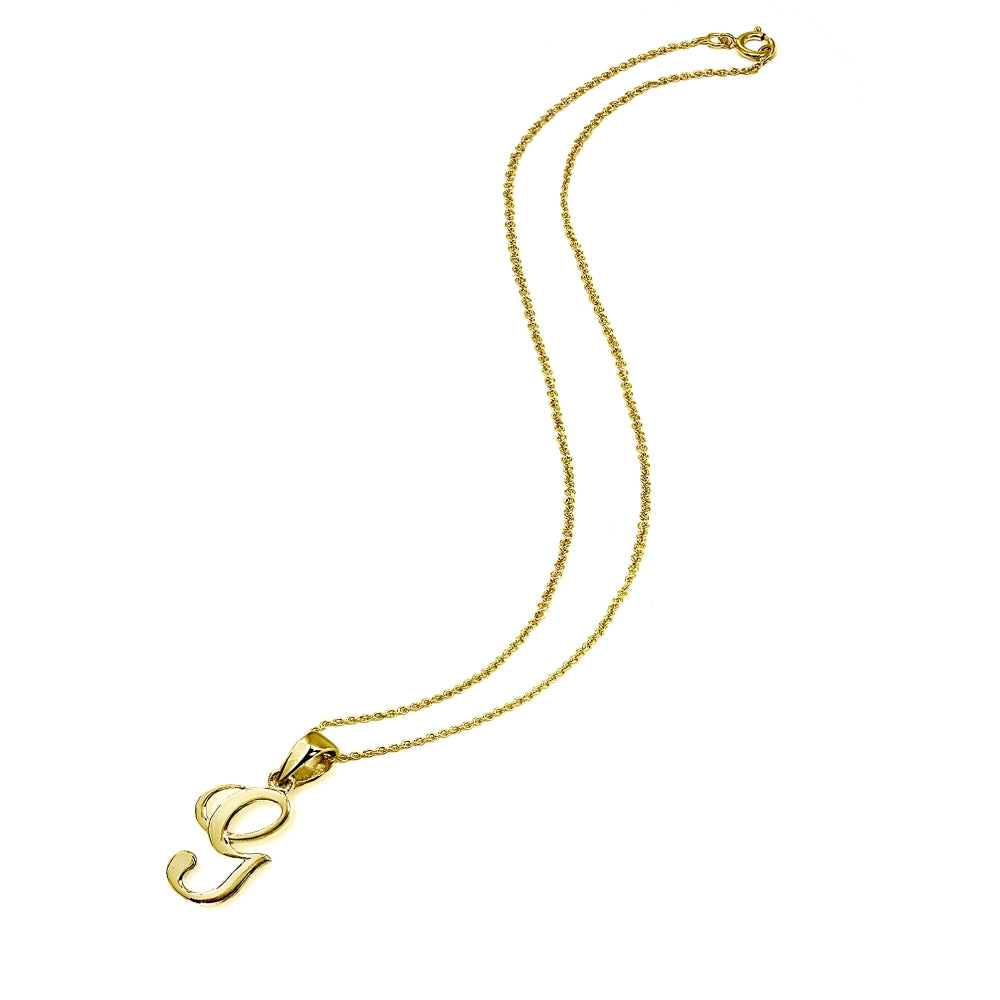 Yellow Gold Flashed Sterling Silver G Letter Initial Alphabet Name Personalized 925 Silver Pendant Necklace-2