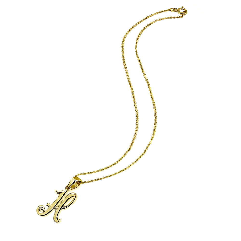 Yellow Gold Flashed Sterling Silver H Letter Initial Alphabet Name Personalized 925 Silver Pendant Necklace-2