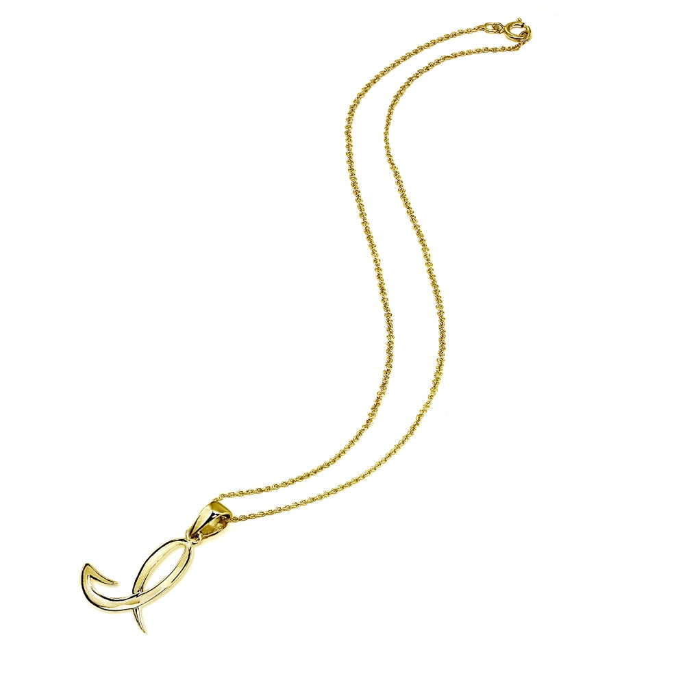 Yellow Gold Flashed Sterling Silver I Letter Initial Alphabet Name Personalized 925 Silver Pendant Necklace-2