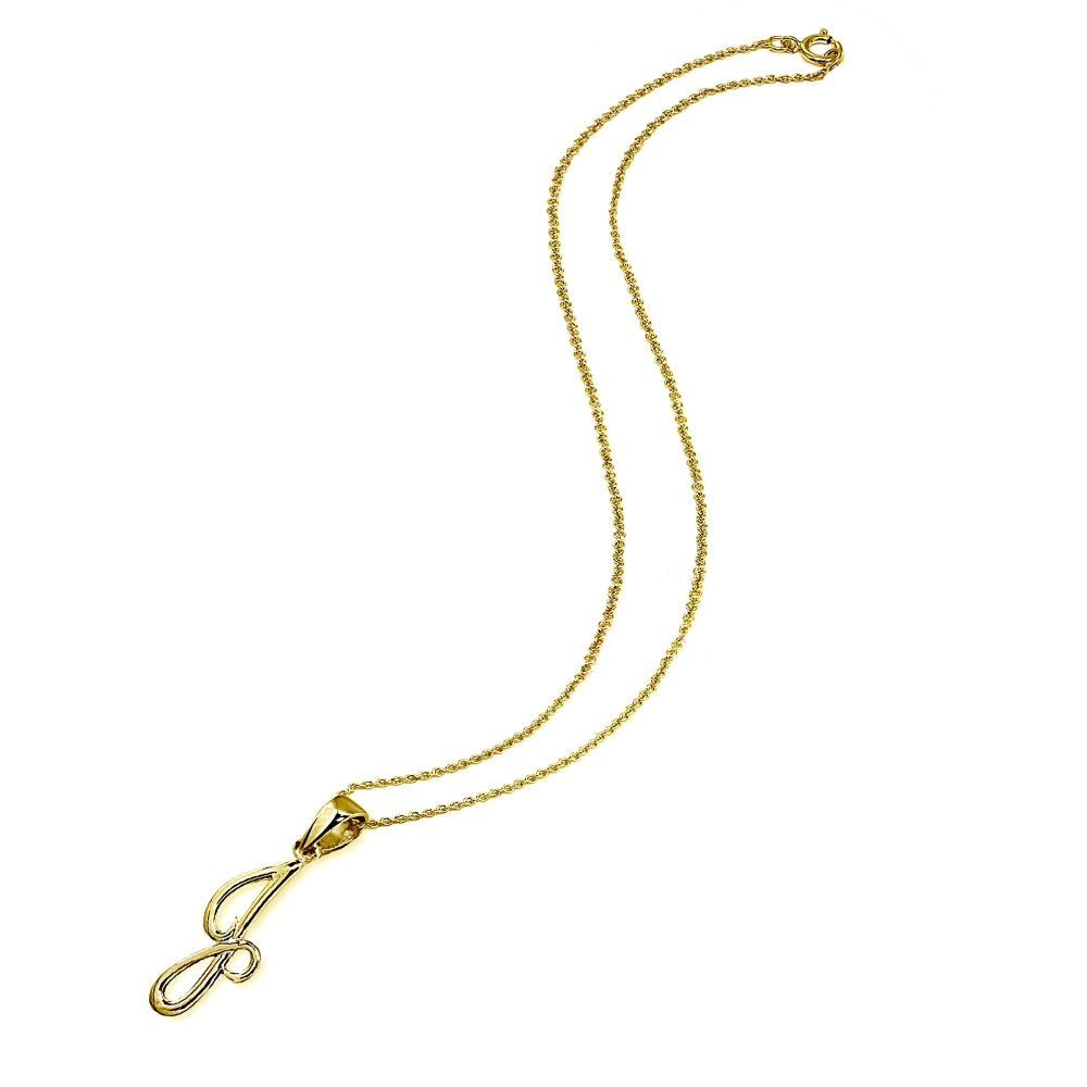 Yellow Gold Flashed Sterling Silver J Letter Initial Alphabet Name Personalized 925 Silver Pendant Necklace-2