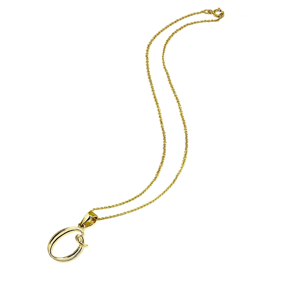 Yellow Gold Flashed Sterling Silver O Letter Initial Alphabet Name Personalized 925 Silver Pendant Necklace-2