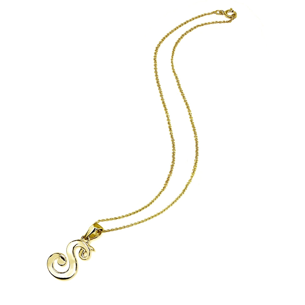 Yellow Gold Flashed Sterling Silver S Letter Initial Alphabet Name Personalized 925 Silver Pendant Necklace-2