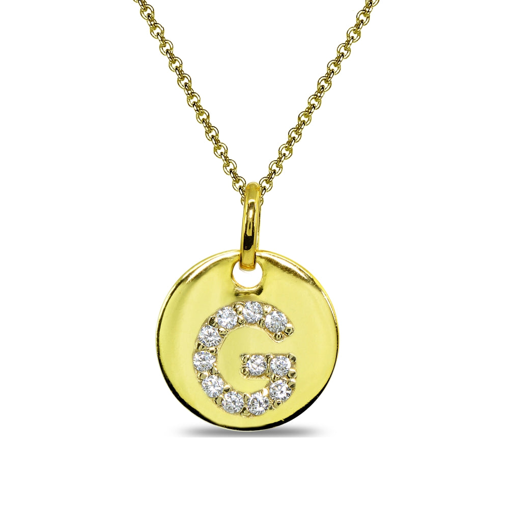 Gold Flash Sterling Silver G Letter CZ Initial Alphabet Name Personalized Pendant Necklace, 15” + Extender