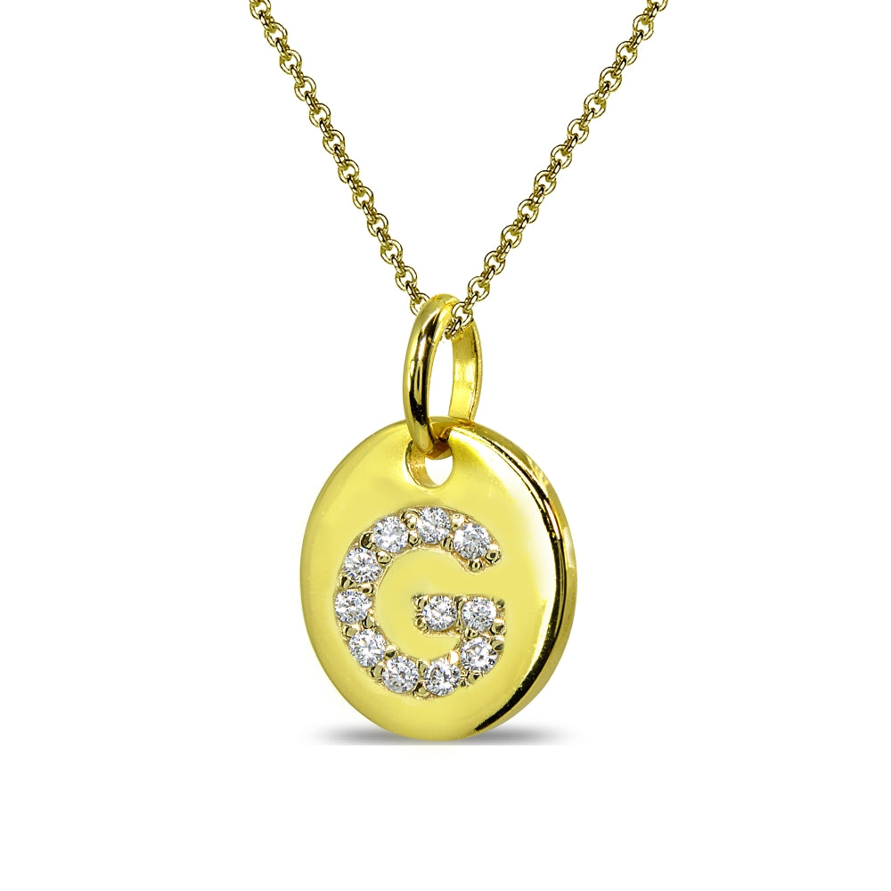 Gold Flash Sterling Silver G Letter CZ Initial Alphabet Name Personalized Pendant Necklace, 15” + Extender-2
