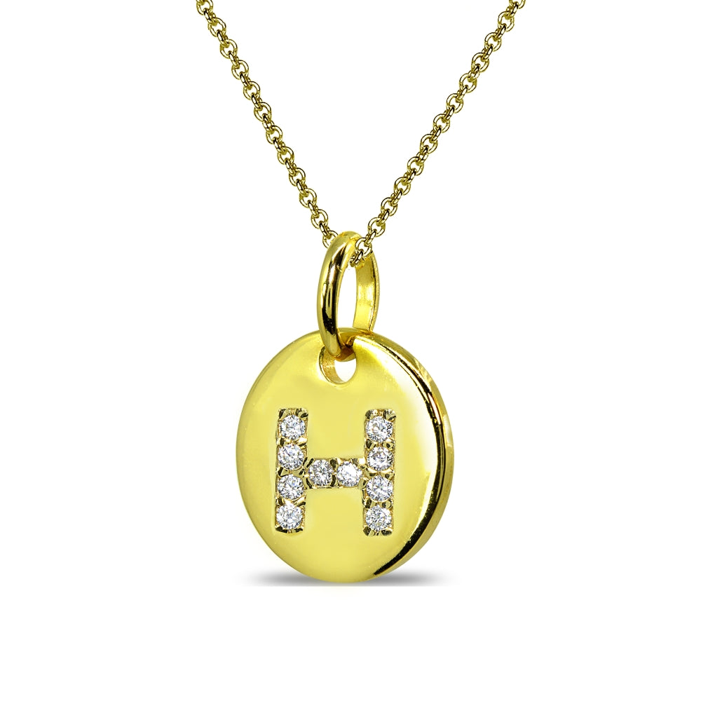 Gold Flash Sterling Silver H Letter CZ Initial Alphabet Name Personalized Pendant Necklace, 15” + Extender-2
