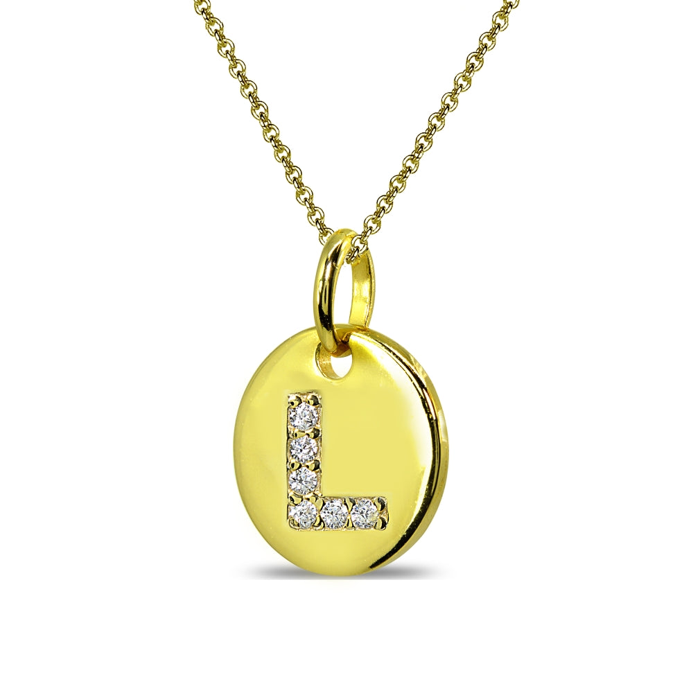 Gold Flash Sterling Silver L Letter CZ Initial Alphabet Name Personalized Pendant Necklace, 15” + Extender-2