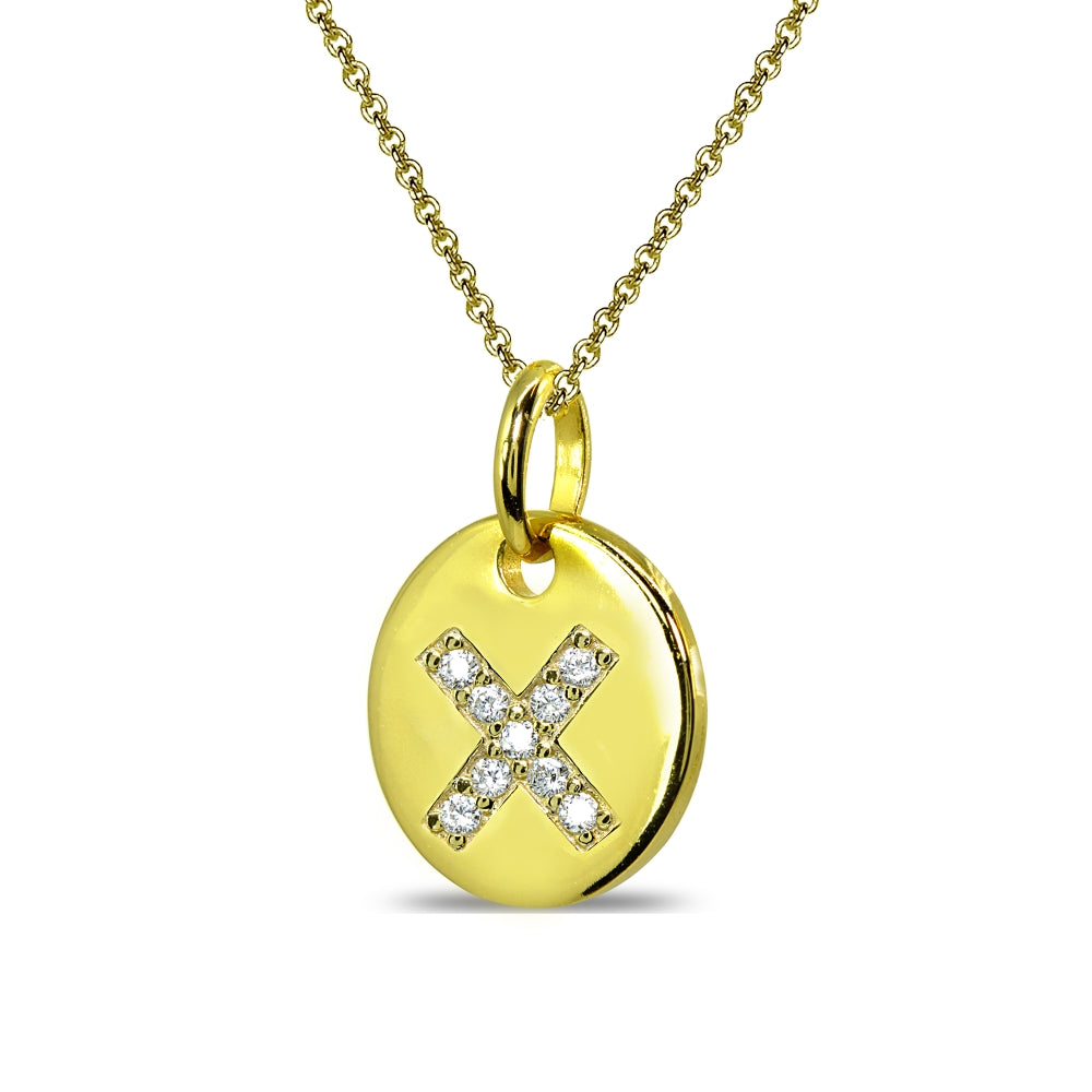 Gold Flash Sterling Silver X Letter CZ Initial Alphabet Name Personalized Pendant Necklace, 15” + Extender-2