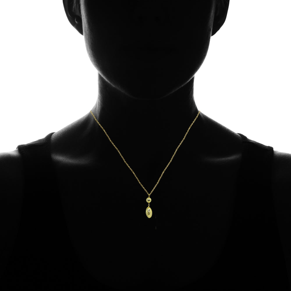 Yellow Gold Flashed Sterling Silver Polished Oval Round Bead Drop Chain Necklace, 16 Inch + Ext-3