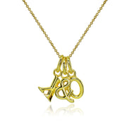 Yellow Gold Flashed Sterling Silver Polished X&O Hugs and Kisses Charm Pendant Necklace