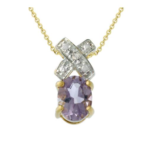 18k Gold over Silver Amethyst & Diamond Accent 'XO' Pendant
