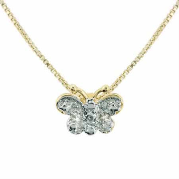 18K Gold over Sterling Silver Diamond Accent Butterfly Slide Pendant