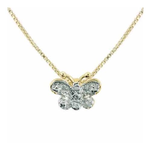 18K Gold over Sterling Silver Diamond Accent Butterfly Slide Pendant-2