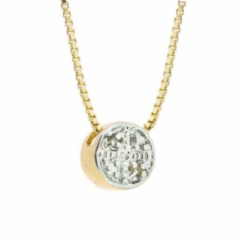 18K Gold over Sterling Silver Diamond Accents Circle Slide Pendant