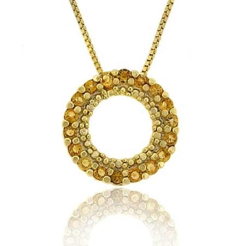 18K Gold over Sterling Silver 1/2 ct Citrine Circle Eternity Pendant
