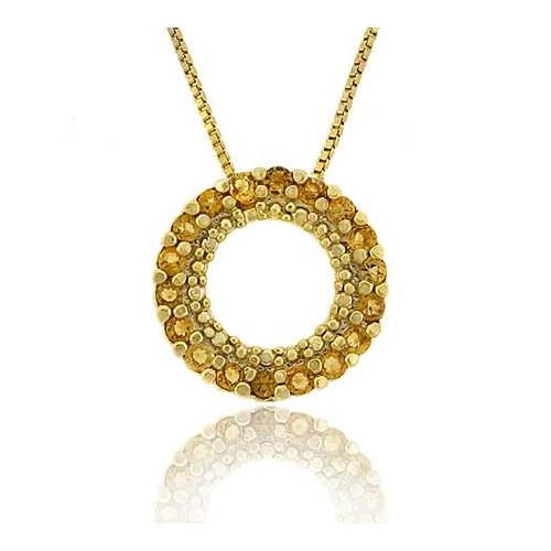 18K Gold over Sterling Silver 1/2 ct Citrine Circle Eternity Pendant