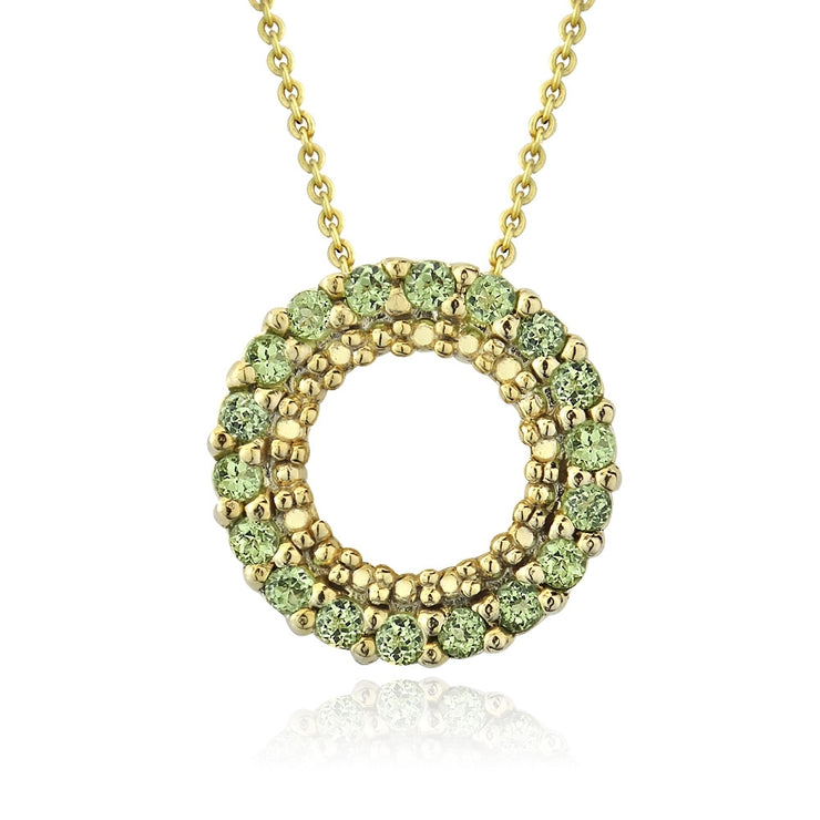 18K Gold over Sterling Silver 1/2ct Peridot Circle Eternity Pendant