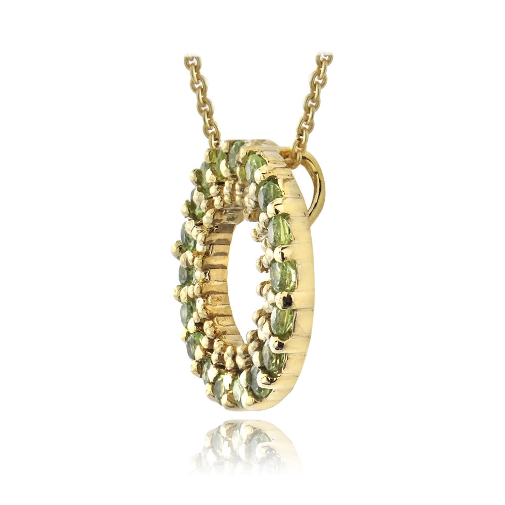18K Gold over Sterling Silver 1/2ct Peridot Circle Eternity Pendant-2