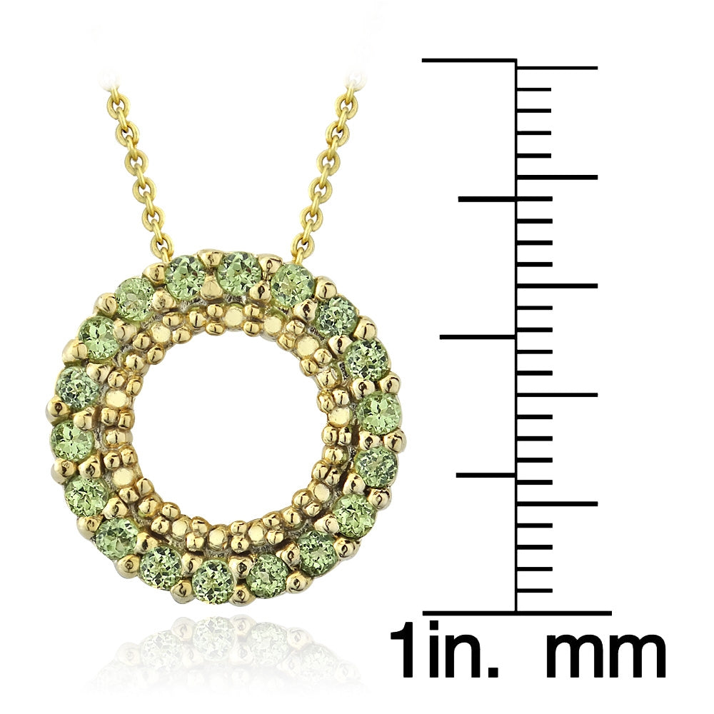 18K Gold over Sterling Silver 1/2ct Peridot Circle Eternity Pendant-3