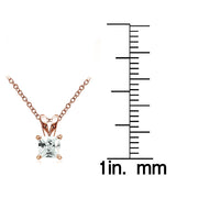 Rose Gold Tone over Sterling Silver 1.25ct Cubic Zirconia 6mm Square Solitaire Necklace