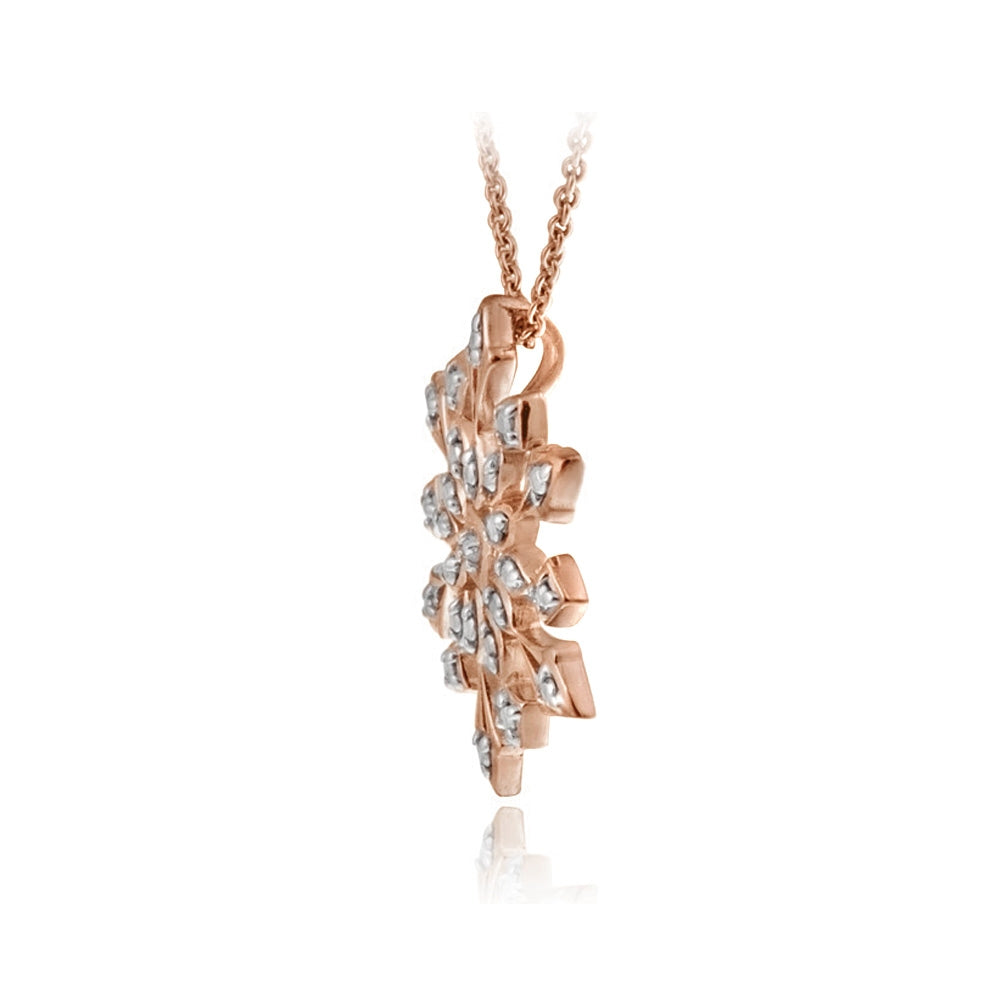 Rose Gold Tone over Sterling Silver Genuine Diamond Accent Snowflake Pendant-2