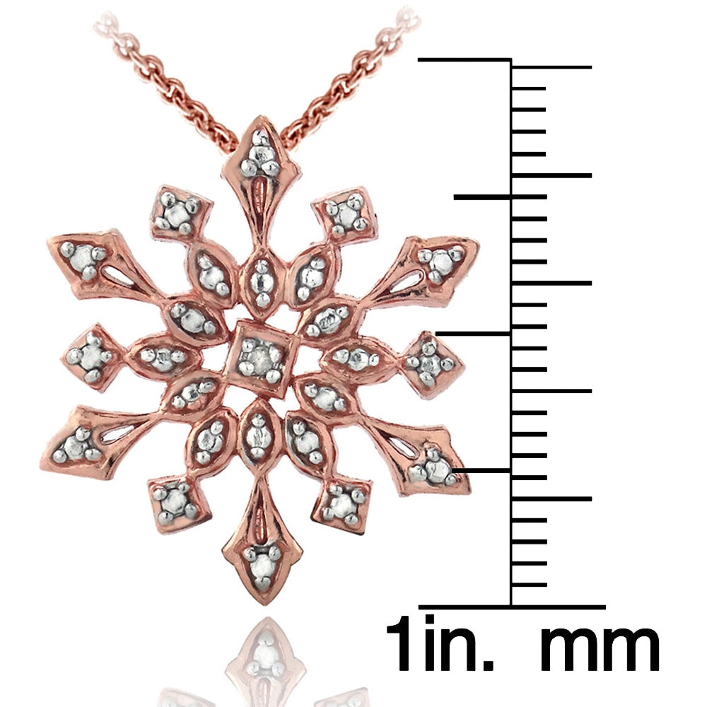 Rose Gold Tone over Sterling Silver Genuine Diamond Accent Snowflake Pendant-3