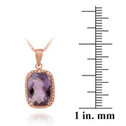 18K Rose Gold over Sterling Silver 5.1ct Amethyst & Diamond Accent Cushion Cut Necklace