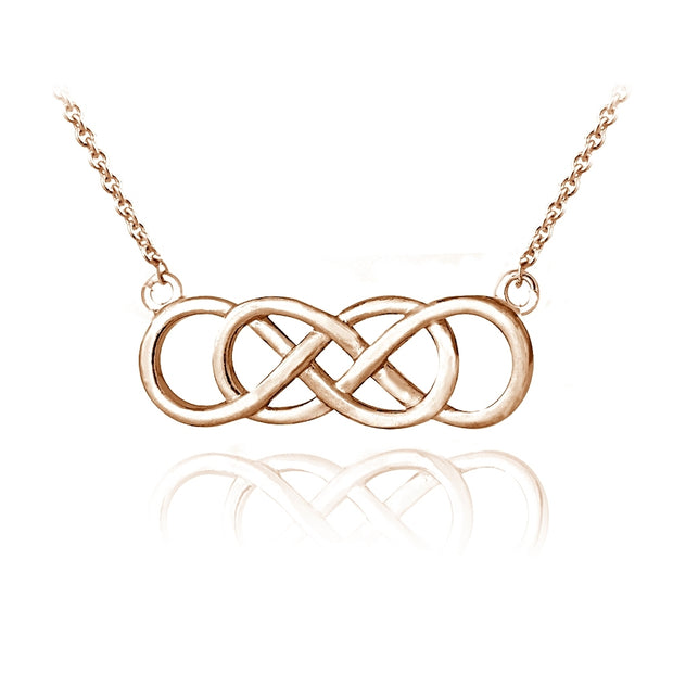 Rose Gold Tone over Sterling Silver Double Infinity Necklace