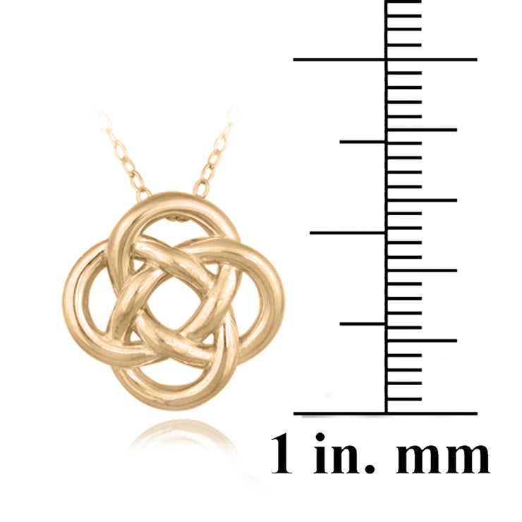Rose Gold Tone over Sterling Silver Love Knot Flower Necklace