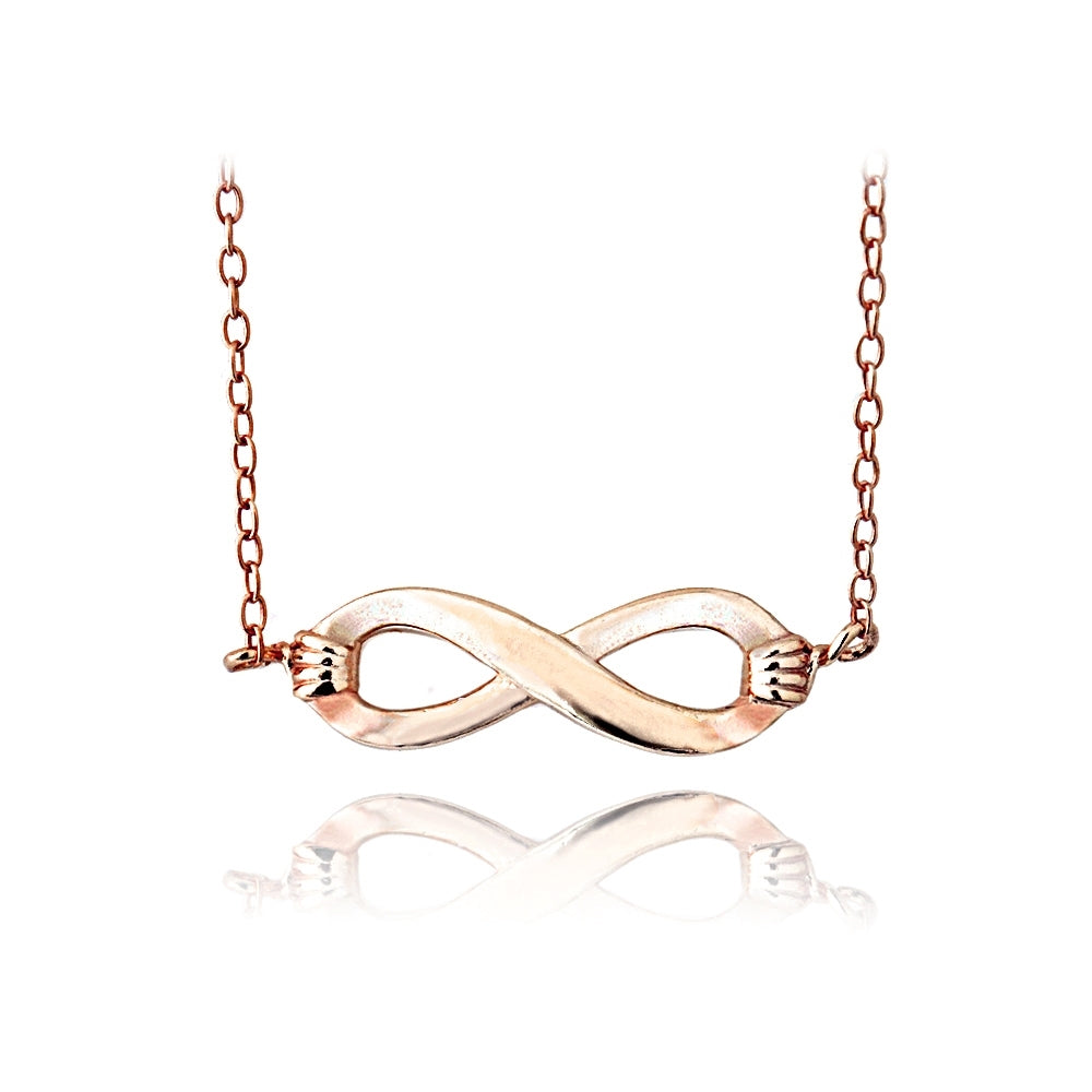 Rose Gold Flashed Sterling Silver Small Infinity Polished Necklace