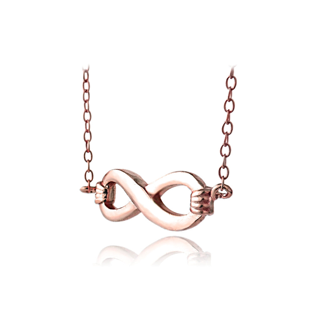 Rose Gold Flashed Sterling Silver Small Infinity Polished Necklace-2