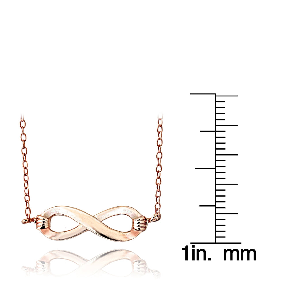 Rose Gold Flashed Sterling Silver Small Infinity Polished Necklace-3