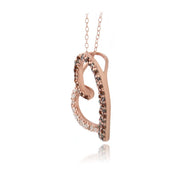 Rose Gold Tone over Sterling Silver 2/5ct Red Diamond & White Topaz Open Floating Heart Necklace