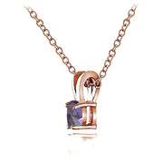 Rose Gold Flashed Sterling Silver Created Alexandrite 5mm Round Solitaire Necklace