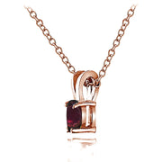 Rose Gold Flashed Sterling Silver Garnet 6x4mm Oval Solitaire Necklace