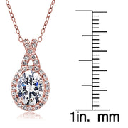 Rose Gold Flashed Sterling Silver 3ct TGW Cubic Zirconia Oval and X Necklace