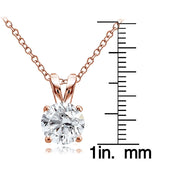 Rose Gold Tone over Sterling Silver 1.25ct Cubic Zirconia 7mm Round Solitaire Necklace