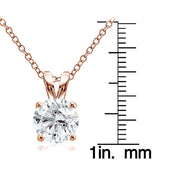 Rose Gold Tone over Sterling Silver 2ct Cubic Zirconia 8mm Round Solitaire Necklace
