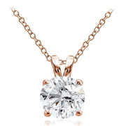Rose Gold Tone over Sterling Silver 4ct Cubic Zirconia 10mm Round Solitaire Necklace