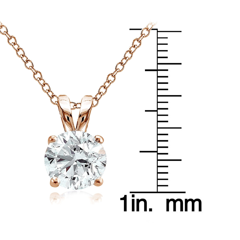 Rose Gold Tone over Sterling Silver 4ct Cubic Zirconia 10mm Round Solitaire Necklace-3
