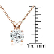 Rose Gold Tone over Sterling Silver 4ct Cubic Zirconia 10mm Round Solitaire Necklace