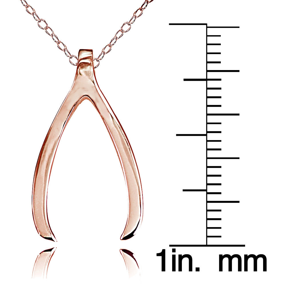 Rose Gold Tone over Sterling Silver Polished Wishbone Necklace-3