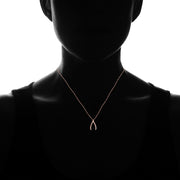 Rose Gold Tone over Sterling Silver Polished Wishbone Necklace