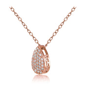 Roe Gold Tone over Sterling Silver Cubic Zirconia Teardrop Slide Necklace