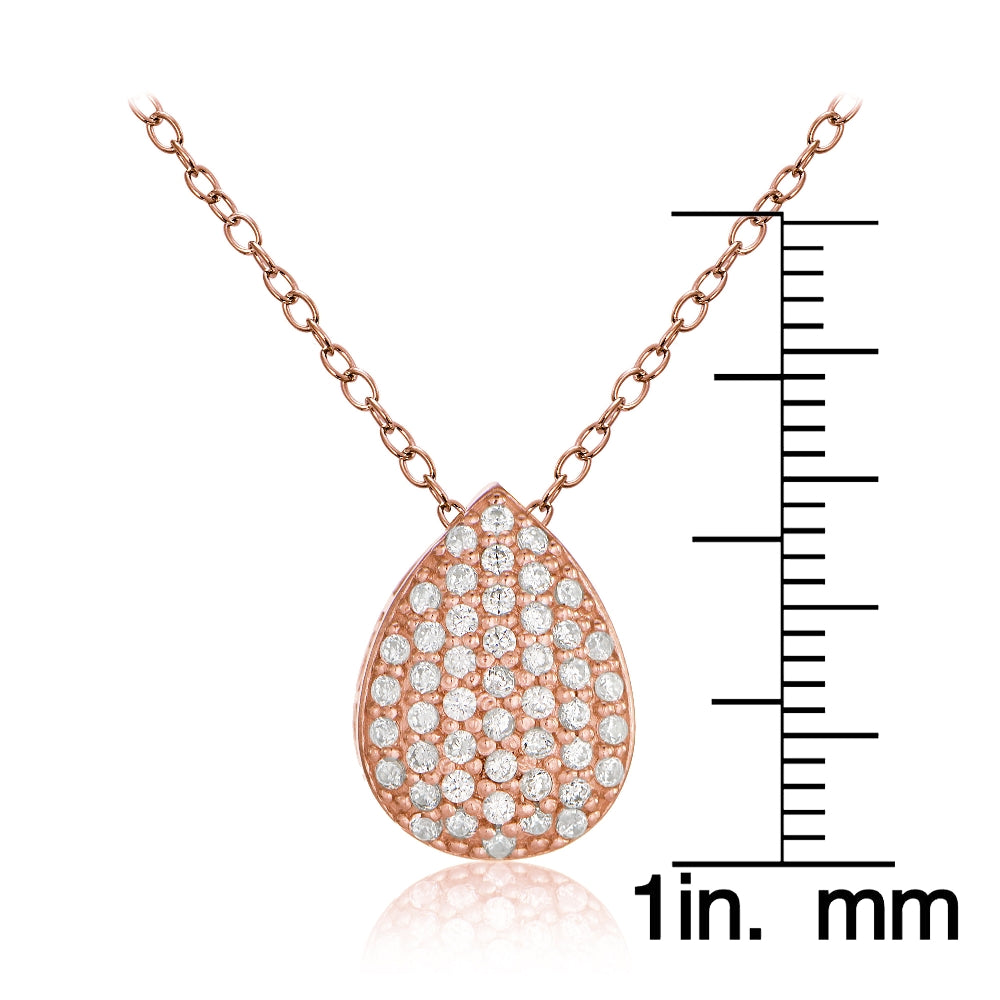 Roe Gold Tone over Sterling Silver Cubic Zirconia Teardrop Slide Necklace-3