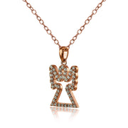 Rose Gold Flashed Sterling Silver Cubic Zirconia Angel Necklace