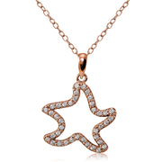 Rose Gold Flashed Sterling Silver Cubic Zirconia Starfish Necklace