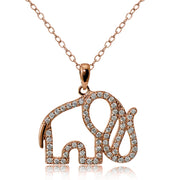 Rose Gold Flashed Sterling Silver Cubic Zirconia Elephant Necklace