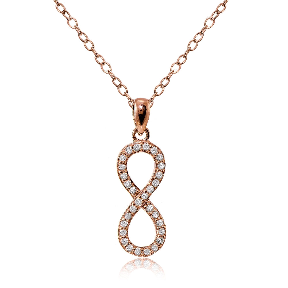 Rose Gold Flashed Sterling Silver Cubic Zirconia Infinity Necklace
